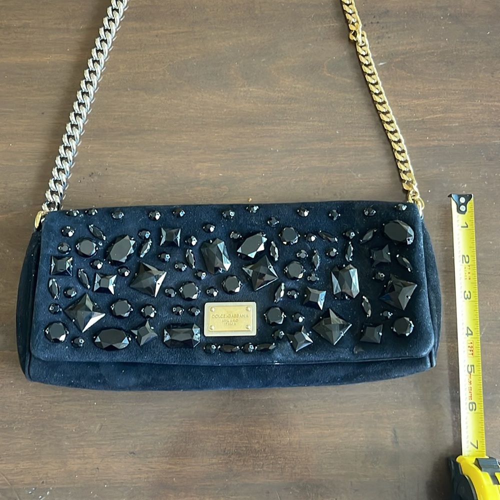 DOLCE & GABBANA EVENING BLACK SUEDE BAG - Picture 12 of 14